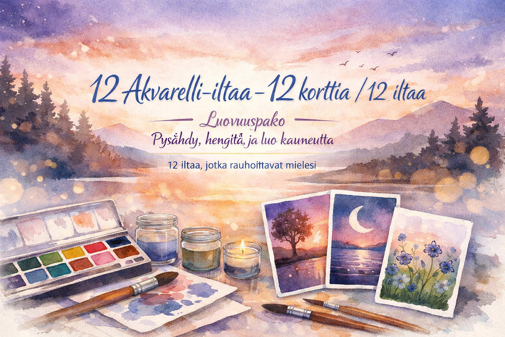 12 Akvarelli-iltaa – 12 korttia / 12 iltaa by Luovuuspako